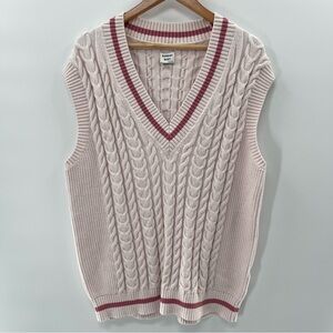 Aritzia V-Neck Sweater in Cream and Pink